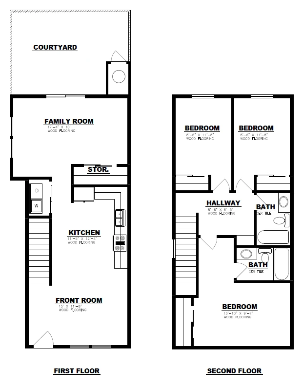 Bell Villas Floorplan B - Three-Bedroom Townhome